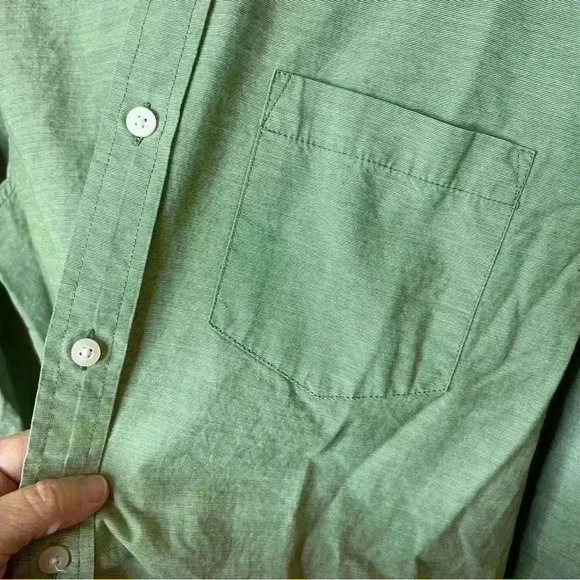 Eddie Bauer Classic Fit Button Down Shirt Men Large Green Collared Long Sleeve - Picture 3 of 6